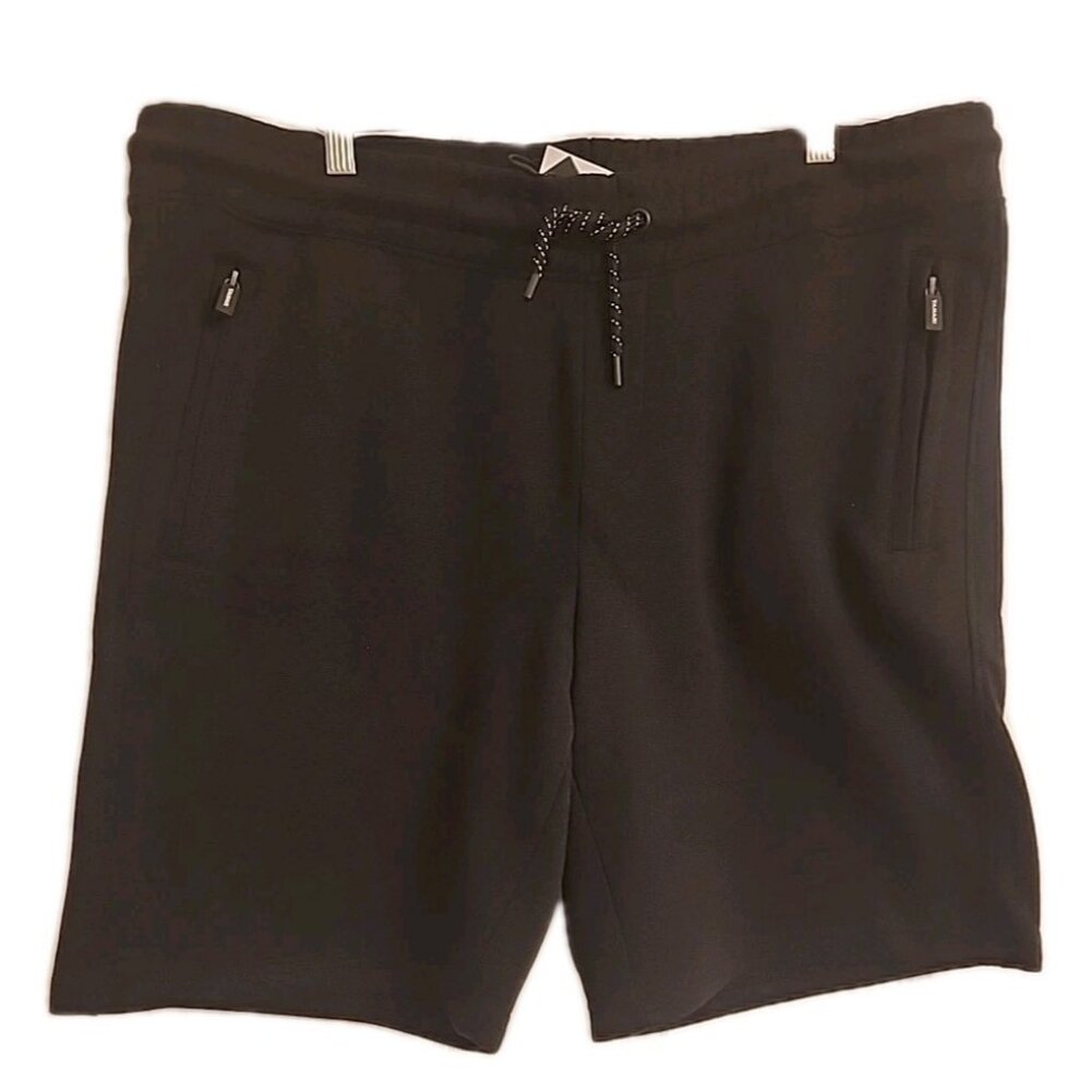 TAHARI size XL  Mens black cotton athletic casual Shorts zippered pockets zip